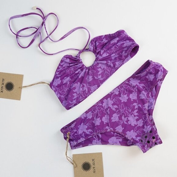 Aloe Aloe Bikini Set - Keyhole Top, Hipster Bottom - Lanai Print - Small - NWT - Picture 2 of 6
